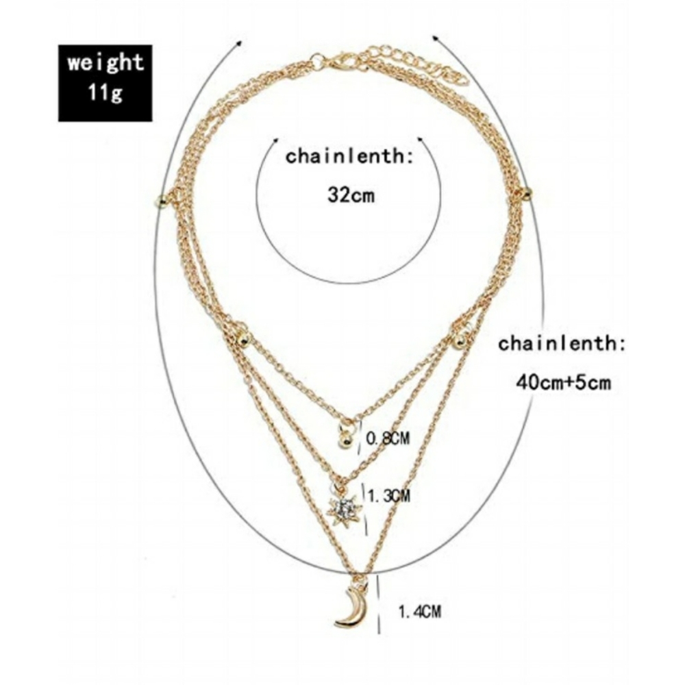 Goldtone Moon Layered Choker Necklace - Picture 3 of 6